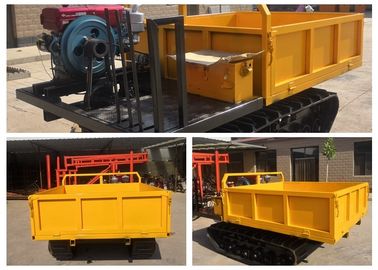 4 ตันเดินประเภทขนส่งแทร็กขนาดเล็กยานพาหนะสีเหลือง Mini Dumper Crawler