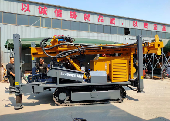 Borehole Watering Steel Crawler เครื่องเจาะนิวแมติก Rig สำหรับฮาร์ดร็อค